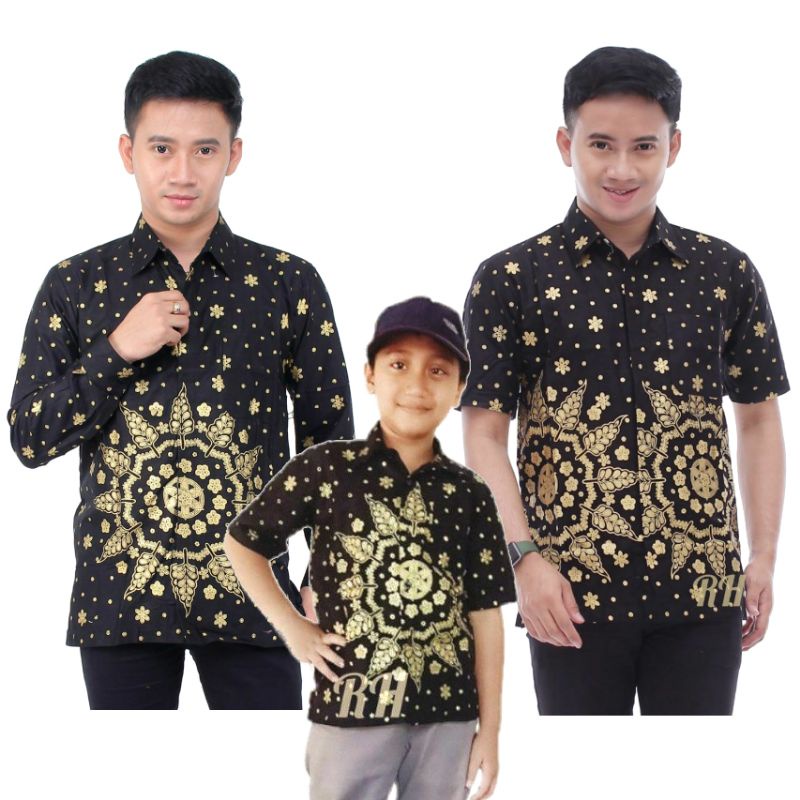 BAJU BATIK PRADA MATAHARI,COUPLE AYAH ANAK BATIK PRADA,COUPLE AYAH ANAK LENGAN PENDEK,BATIK ANAK