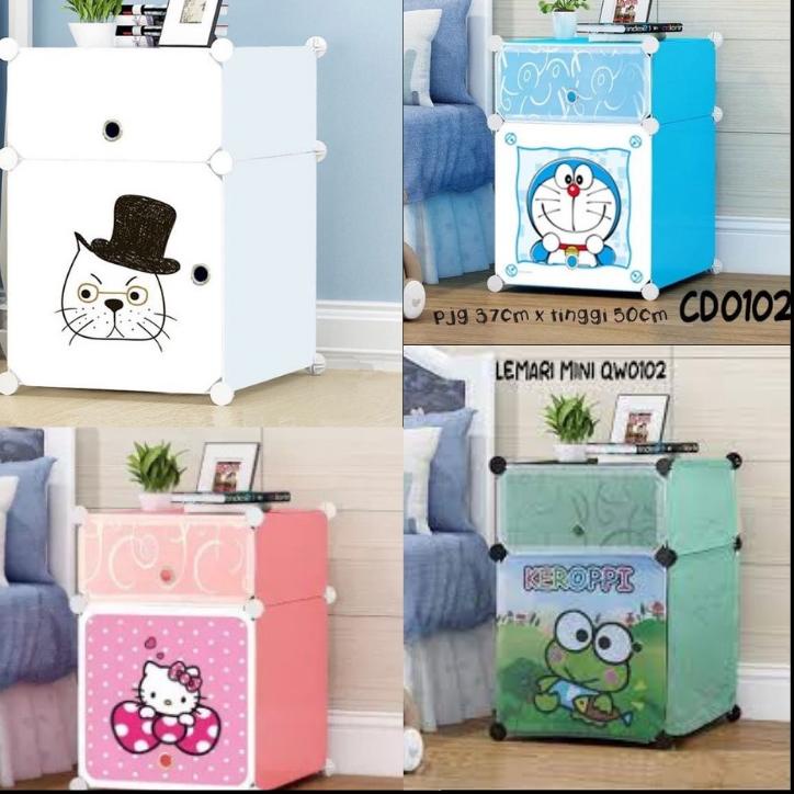 ➼ LEMARI SISI RANJANG PLASTIK/LEMARI PAKAIAN PORTABLE (LEMARI PLASTIK MINI-DORAEMON),✰ ←