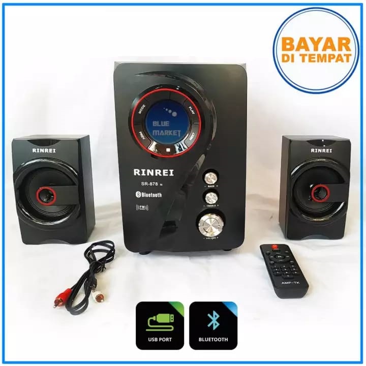 SPEAKER BLUETOOTH SUPER BASS RINREI SR-878E / SR-878N MULTIMEDIA BT/USB/FM RADIO/MEMORI - SPEAKER SUPER WOOFER REMOTE - SPEAKER RINREI SR-878E