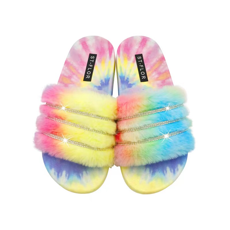 SANDAL FLIP FLOP JELLY WANITA RAINBOW BULU SUPER SOFT SLIDE