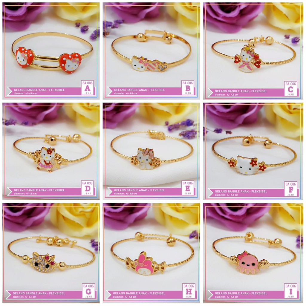 Gelang xuping gelang anak bangle karakter lucu BA 006 lapis emas gold (bisa dibesarkecilkan)