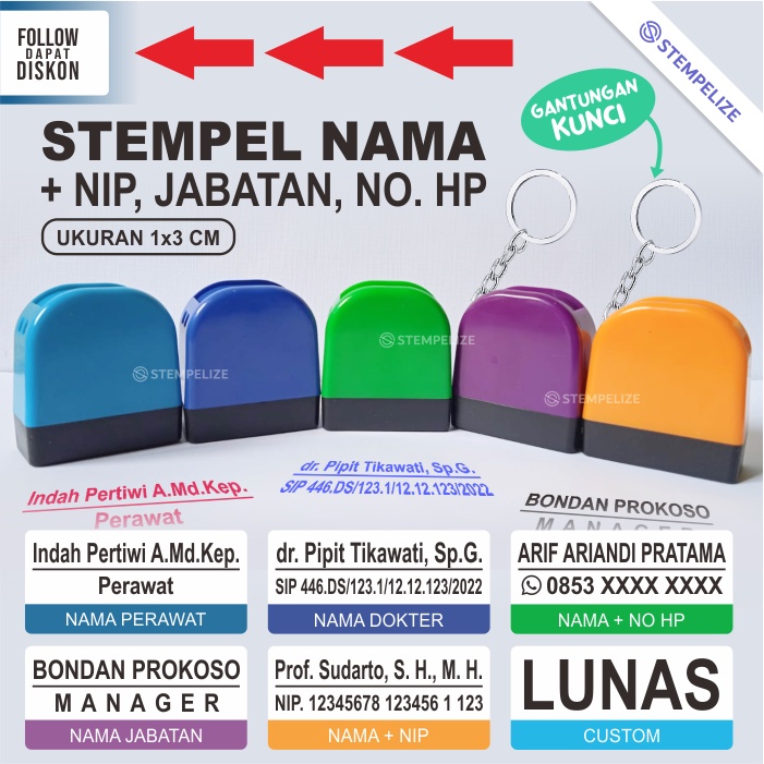

STEMPEL NAMA CUSTOM | PERAWAT | DOKTER | JABATAN | NIP | NOMOR HP