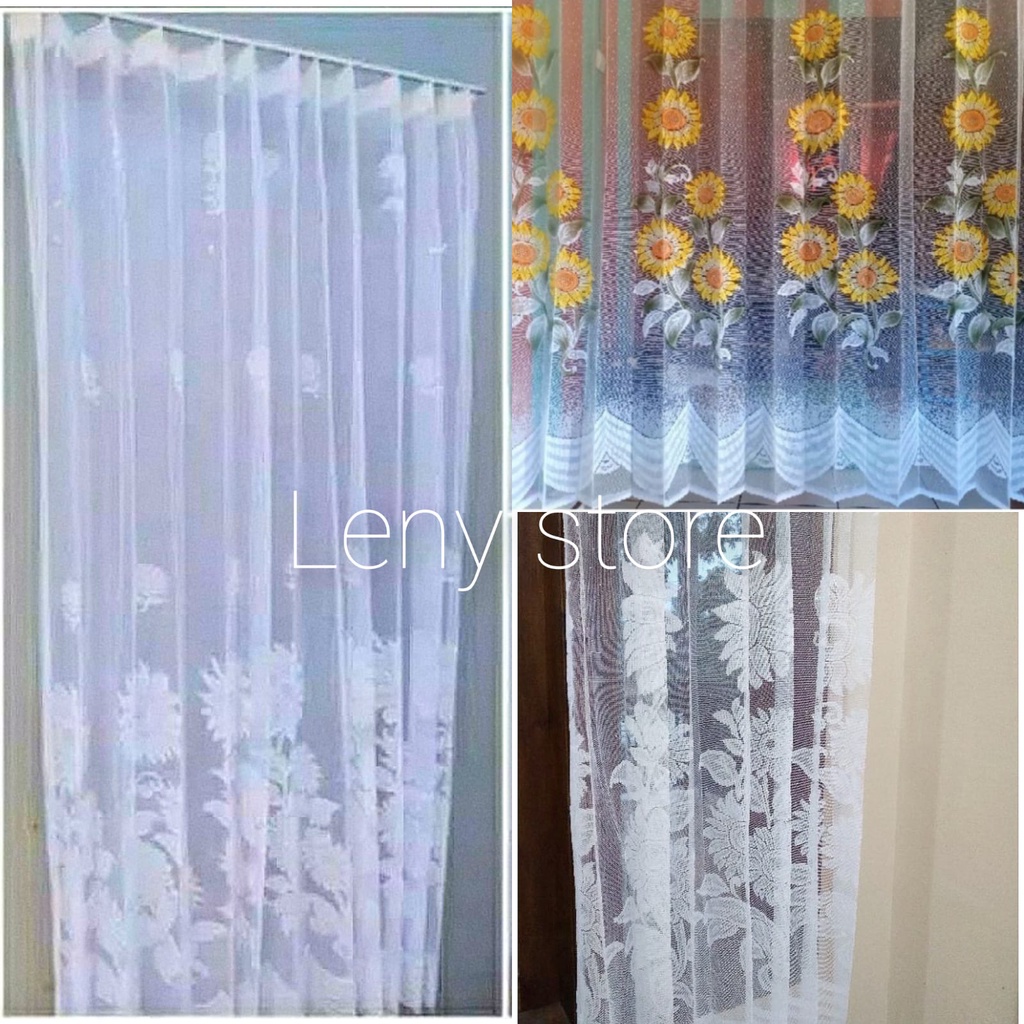 ❤ LENYS ❤ Vitras motif matahari/vitrase bunga matahari/dalaman gorden jaring/tirai putih/vitrage