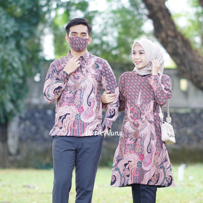 Baju Couple Batik Pria Dan Wanita Dewasa Premium Batik Aluna CBA 062