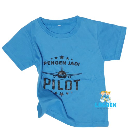 Kaos Anak Laki Laki Cita Cita Pengen Jadi Pilot Size SMLXL - Kaos Anak Tulisan Profesi - Kaos Anak Cowok Cewek