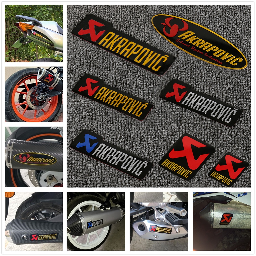 10pcs / LOT Stiker Decal Pipa Knalpot Motor 3D Bahan Aluminum Tahan Panas