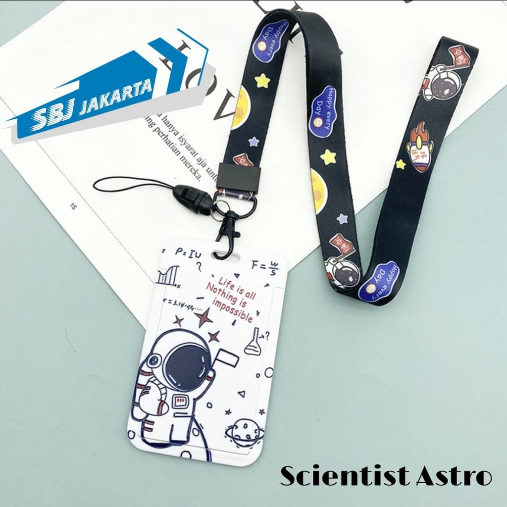 Tempat kartu ID card holder / Tag holder / name tag dengan tali lanyard karakter animasi kartun