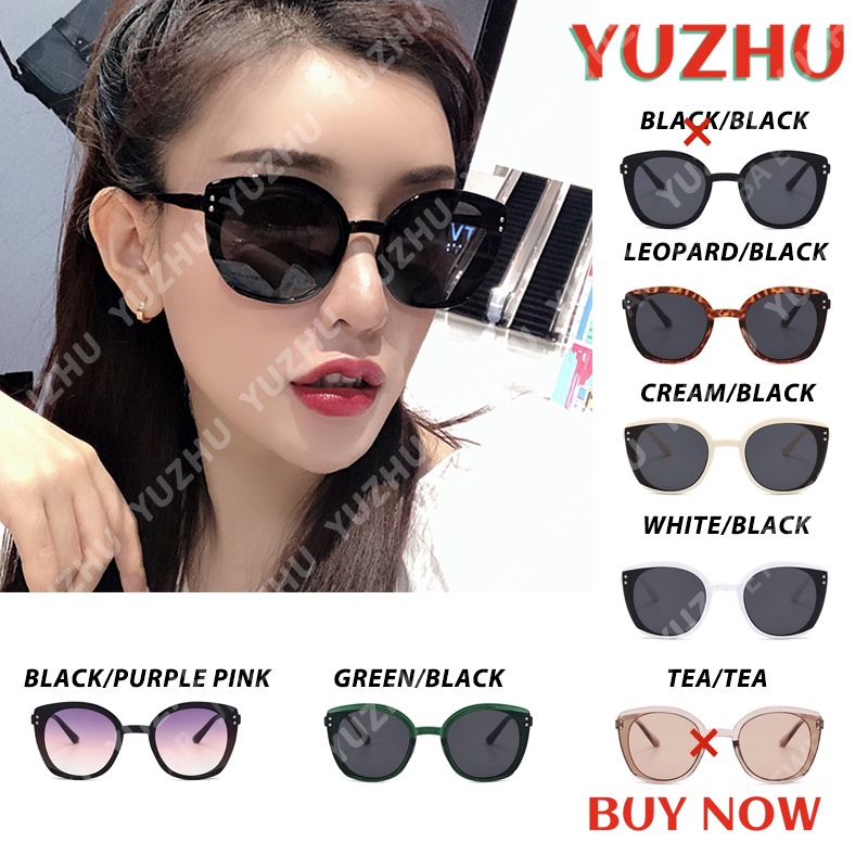 (YUZHU) Bayar di Tempat Kacamata Korean Style Hitam Bulat Wanita Anti UV400 Kacamata Hitam Gaya Sunglasses