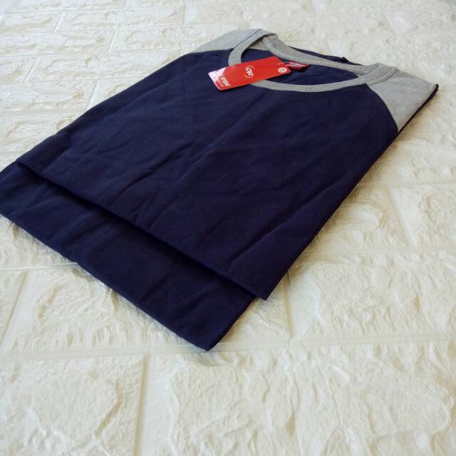 kaos polos reglan NAVY/DONGKER-ABUMISTY lengan 3/4 uk 20 22 S M L XL XXL