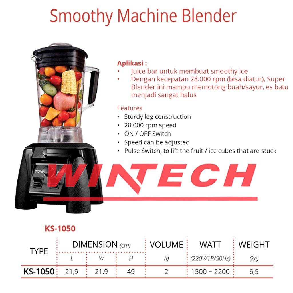 Jual GETRA KS1050 SMOOTHY MACHINE BLENDER / COMMERCIAL HEAVY DUTY