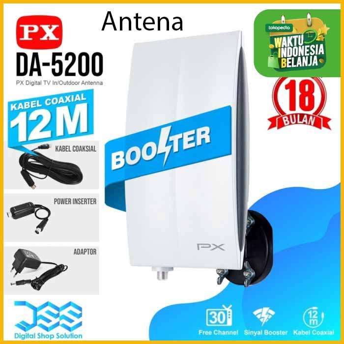 Antena TV PX HDTV HD Digital Indoor outdoor PX DA-5200 DVB T2 Atena BOOSTER Kekinian Bening Original