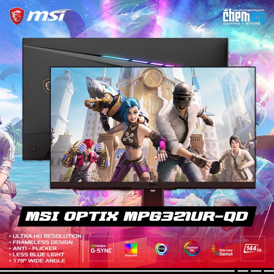 MSI Optix MPG321UR-QD 32inch 144Hz 4K G-Sync Gaming LED Monitor