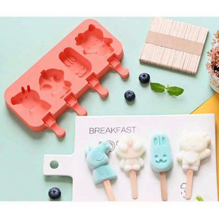 Cetakan Es Krim Silikon CES03 Karakter Jelly Pudding Popsicle Silicone Cetakan Es Lilin Ice Cream Stick