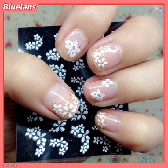 Bluelans 30 Lembar Stiker Nail Art Motif Bunga Campur Untuk Manicure DIY