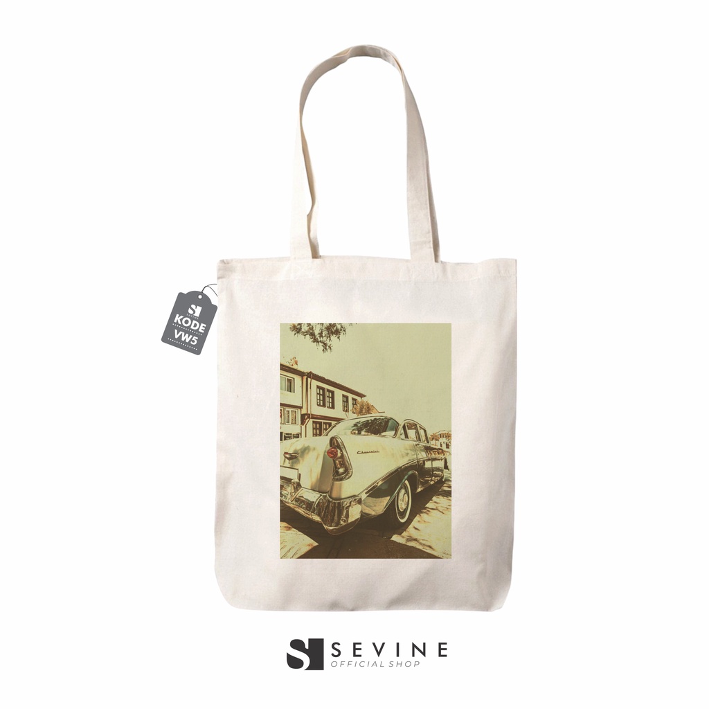 Sevine Totebag Drill Tas Wanita Tote Bag Resleting Fashion Vintage Retro - VW