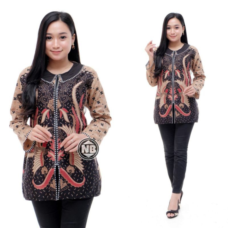 tey-17 Batik wanita ASJ SA HRB026 Kenongo Kemeja Tosca Pendek-12