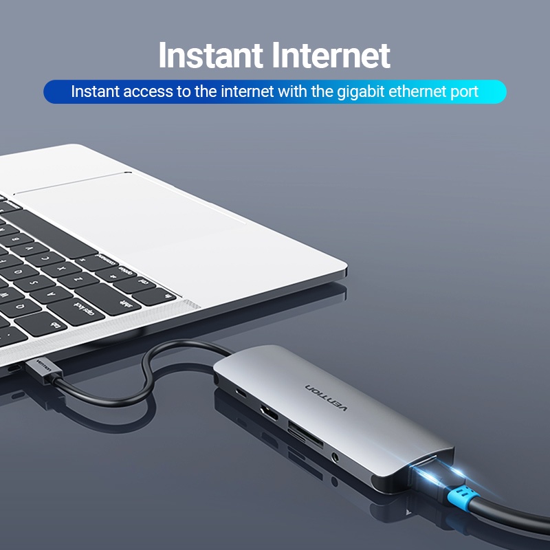 Vention Usb C Hub Adapter Konverter Usb Tipe C Ke Usb 3.0 / Hdmi / Rj45