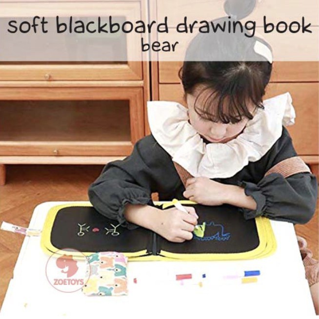 

Zuccaqu Soft Blackboard Drawing Book 12 pen | Buku Papan Tulis Anak Bisa Dihapus | Erasable Book