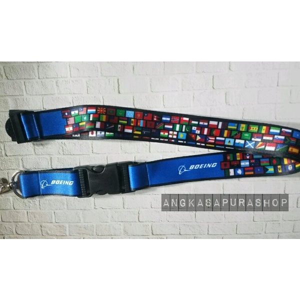 

Unik Lanyard Id Card Boeing Flag Original 2.5cm Murah