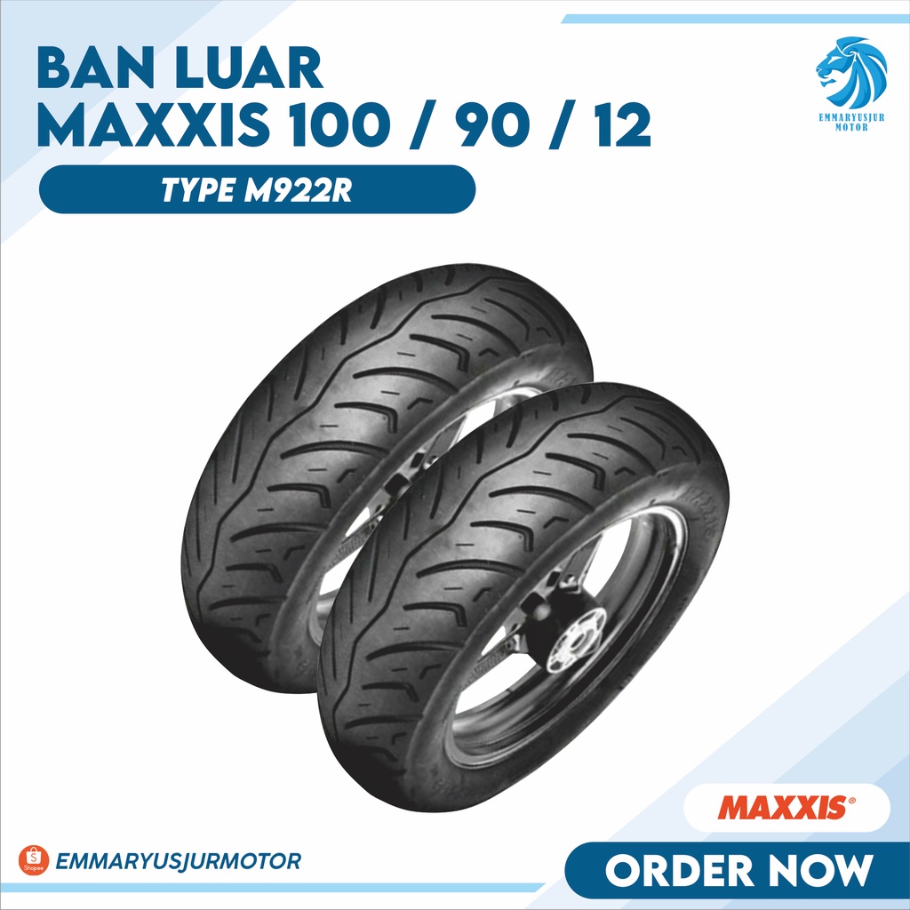 BAN MOTOR BAN LUAR 100 90 RING 12 MAXXIS M922F TUBELESS