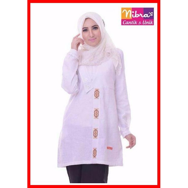 Baju Atasan Wanita Nibras NA 15 Putih Blouse Muslim Model Baju Atasan