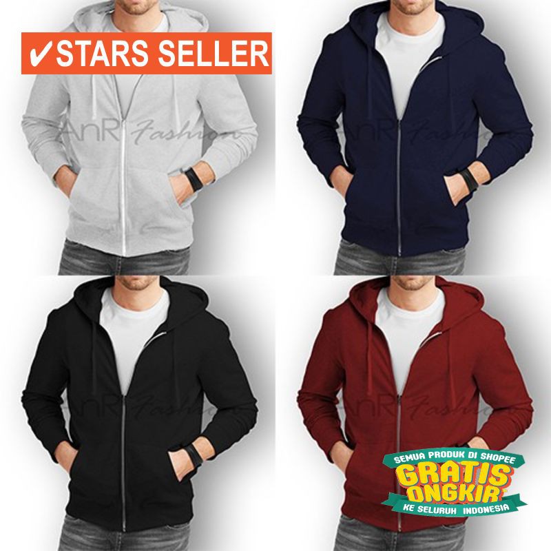 JAKET TERBARU PRIA WANITA FLACEE  BB BM DC / Jaket Sweater Zipper Polos - Hitam / Misty / Navy /