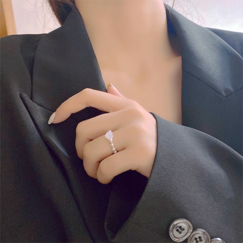 Gelang Cincin Mutiara Bentuk Bunga Gaya Retro Korea Untuk Wanita