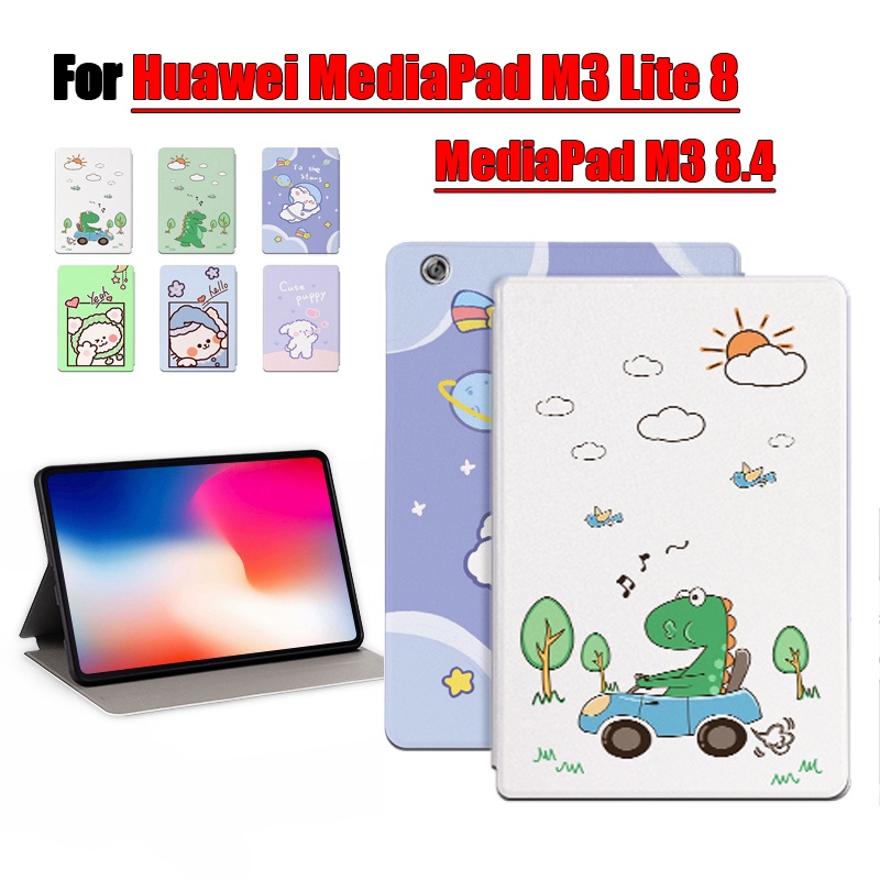 [Ready Stock] Untuk Huawei MediaPad M3 Lite8/M3 8.4 CPN-AL00 CPN-W09 CPN-L09 BTV-DL09 BTV-W09 Tablet Casing Pelindung M2 8.0 M2-801L Motif Fashion Kartun Anime Stand Flip Cover