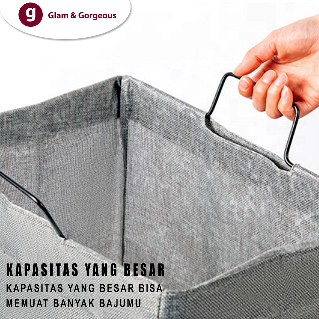 Keranjang Baju Cucian Pakaian Kotor Laundry Basket dengan Rangka KB010