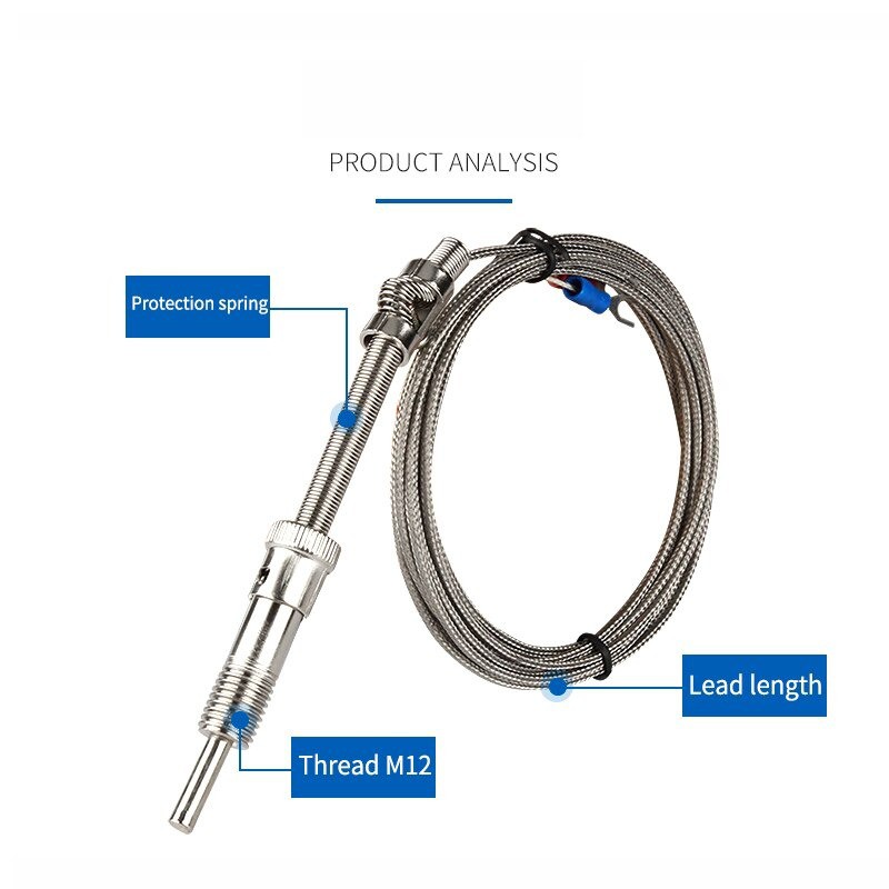 Thermocouple Type K Bayonet Probe Kabel 2M Stainless Temperature Sensor Suhu Tipe K