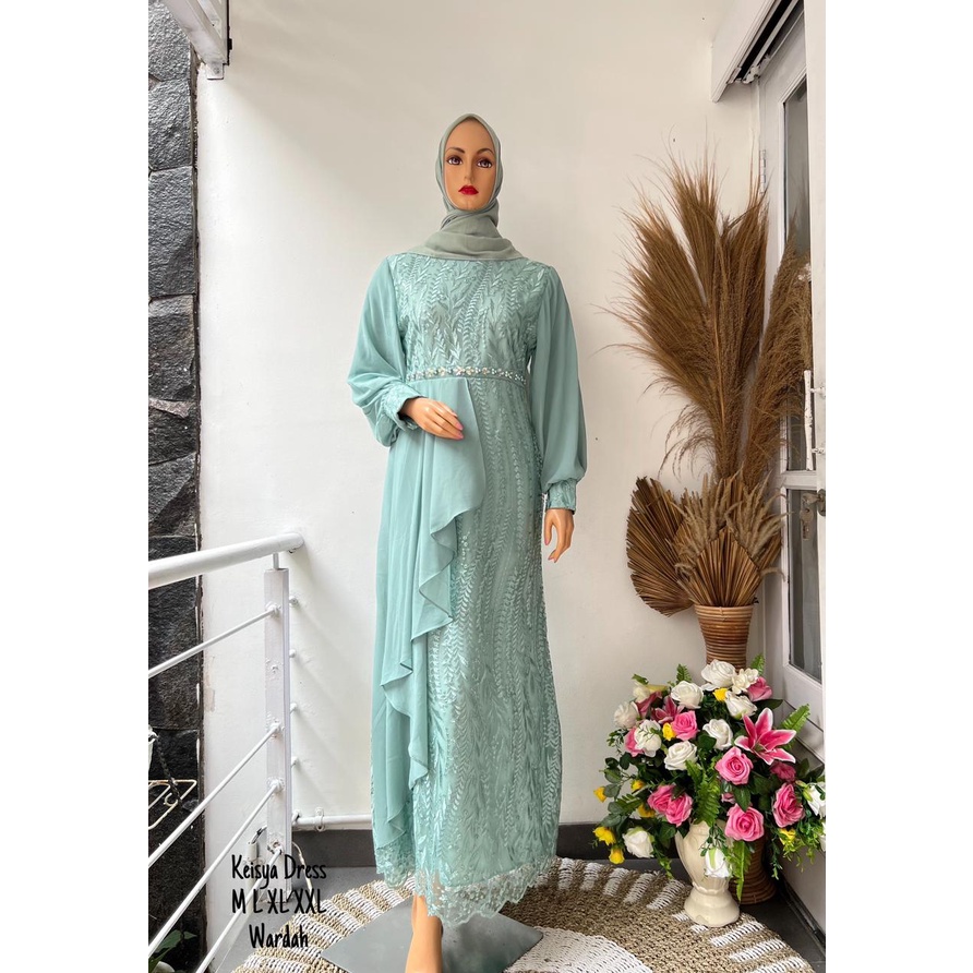 Keisya Dress Premium Quality Product || Gamis Slendang Payet Terbaru || Gamis Wisuda Remaja Modern || Gamis Seragam Pesta Mewah || Gamis Tille Premium Super Elegant || [COD] Bayar di Tempat