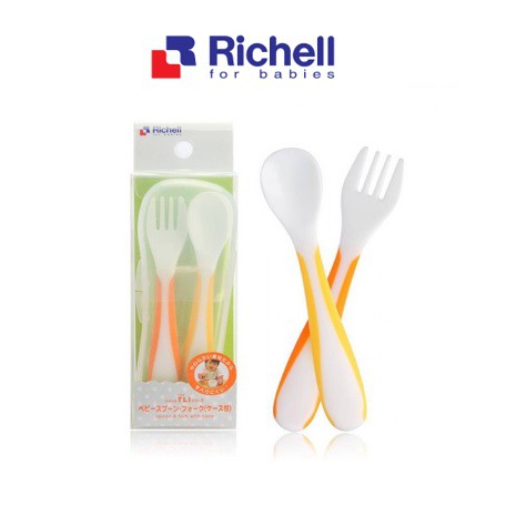 Richell Baby Spoon &amp; Fork With Case - 98681 - Sendok Makan Bayi