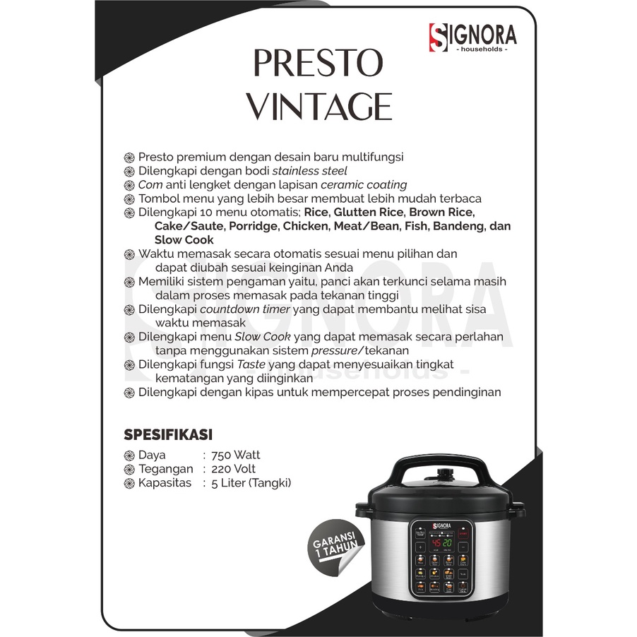 PRESTO VINTAGE SIGNORA + BONUS KATEGORI 5