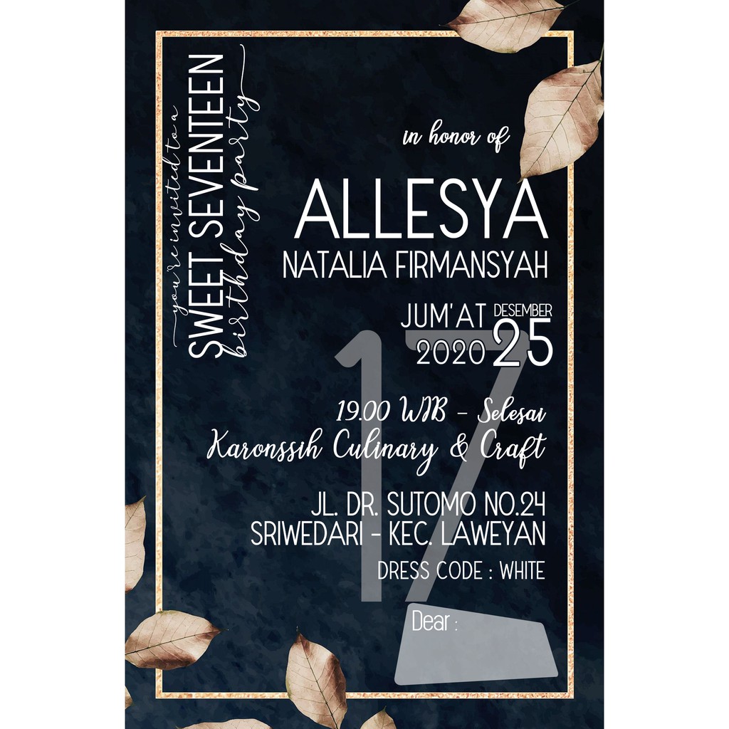 BALADA PARTY Undangan Ulang Tahun Sweet Seventeen Exclusive AA