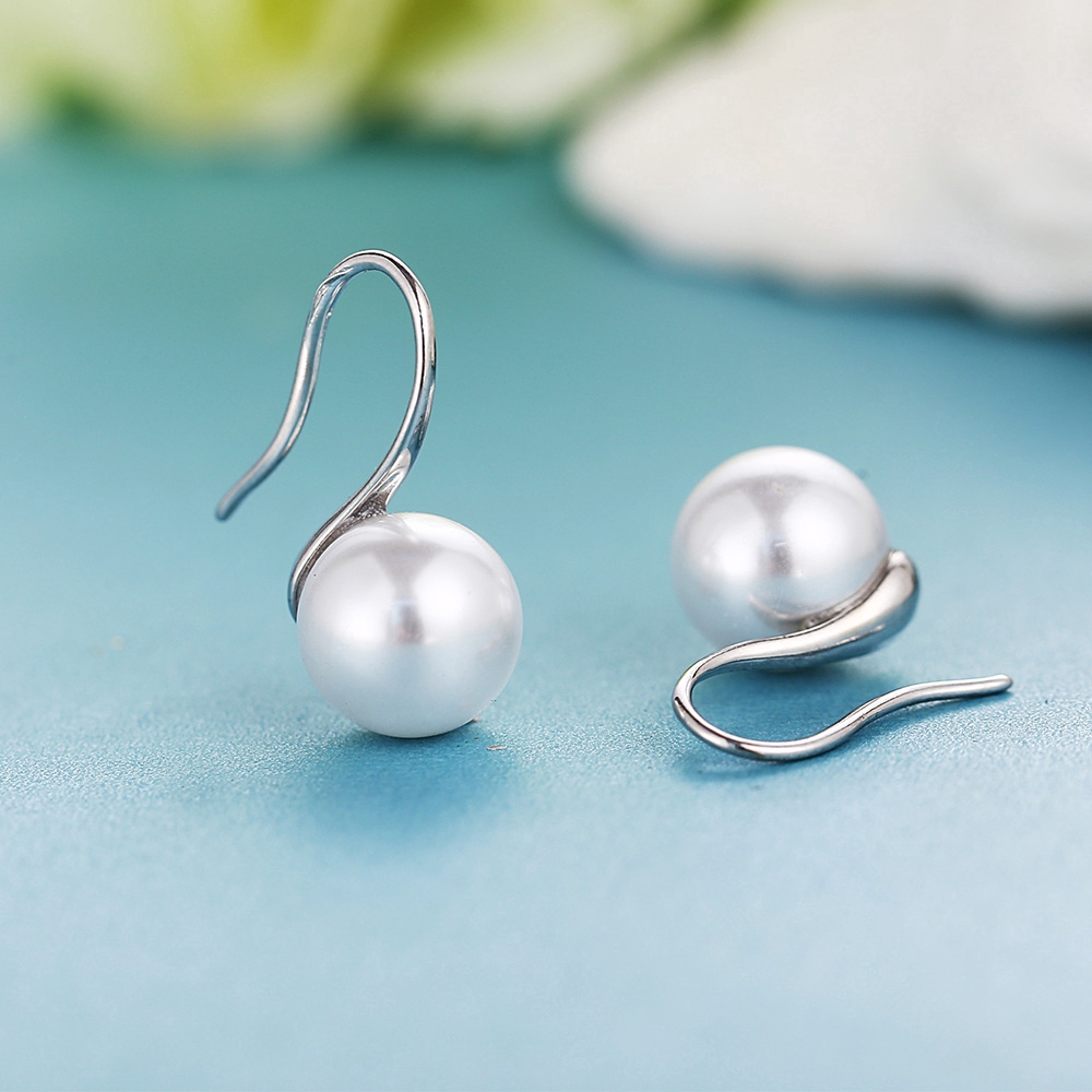 Anting Stud Mutiara Simulasi Warna Silver Untuk Aksesoris Wanita