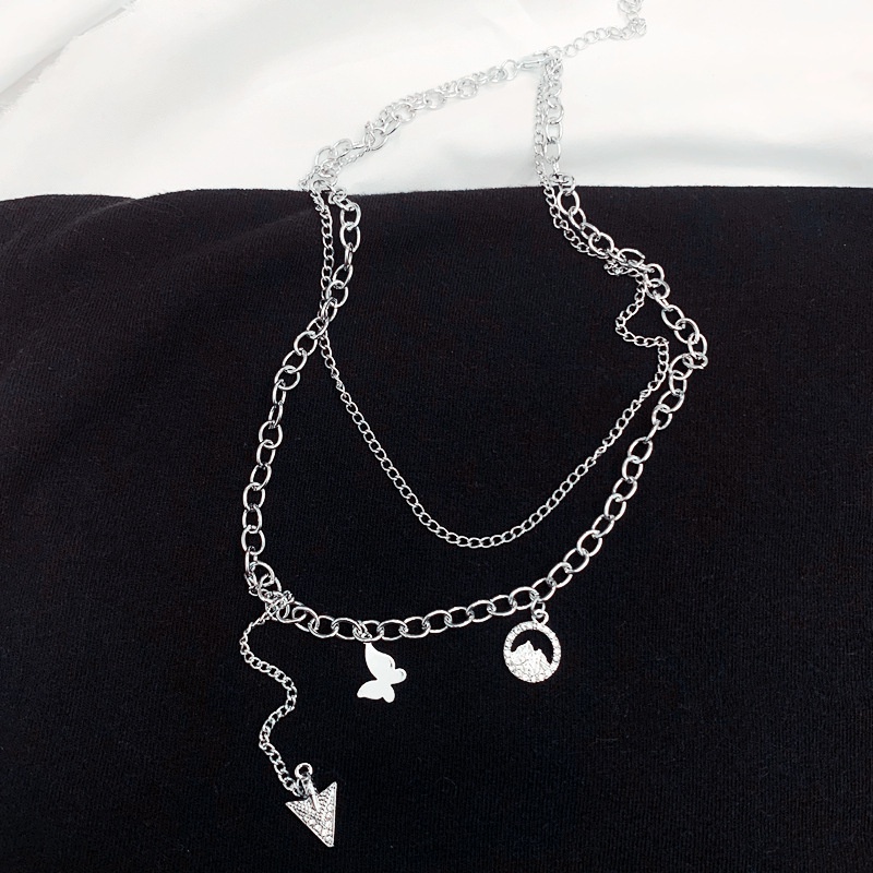 Kalung Model Butterfly Water Drop Double Layer Gaya Hip Hop Korea