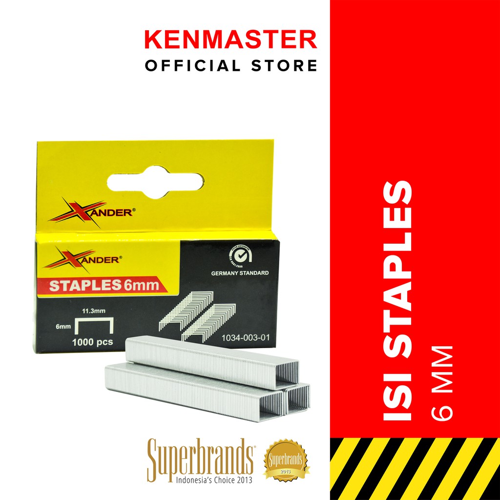 

Xander Isi Staples 6MM Refill - 2 Kotak(2000PCS) untuk ukuran Stapler Gun 4-8mm - BUND-0088