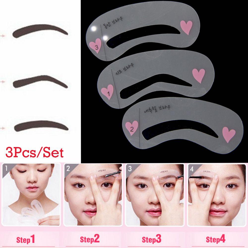 Top 3Pcs/Set Kartu Sariawan Alat Template Aksesoris Kecantikan 3model Stensil Alis Shaper