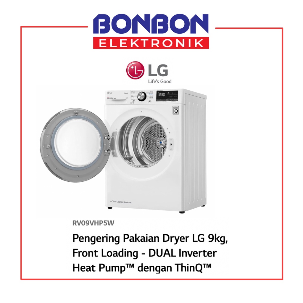 LG Dryer 9KG RV09VHP5W / Pengering Pakaian Dual Inverter Heat Pump