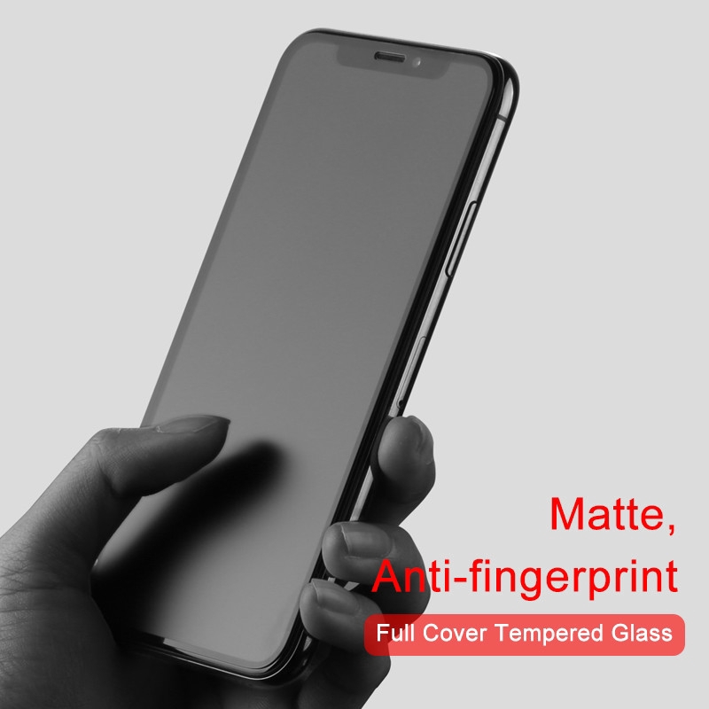 Compatible with iPhone X 8 7 6S Plus 5  5s 5c SE  No Fingerprint Full Cover Matte Tempered Glass