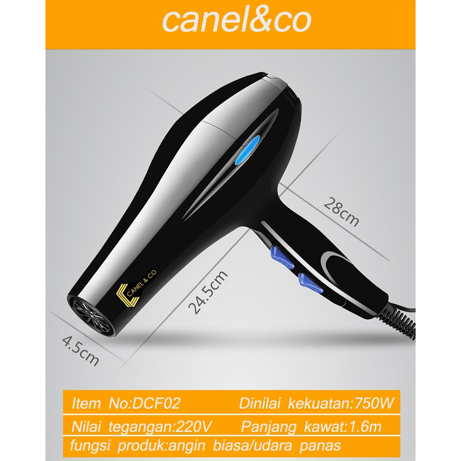 CANEL &amp; CO Hair dryer 750W Cold hot wind pengering Haircare Anion Beauty Salon  Pengering Rambut Ionik Sisir 4 in 1