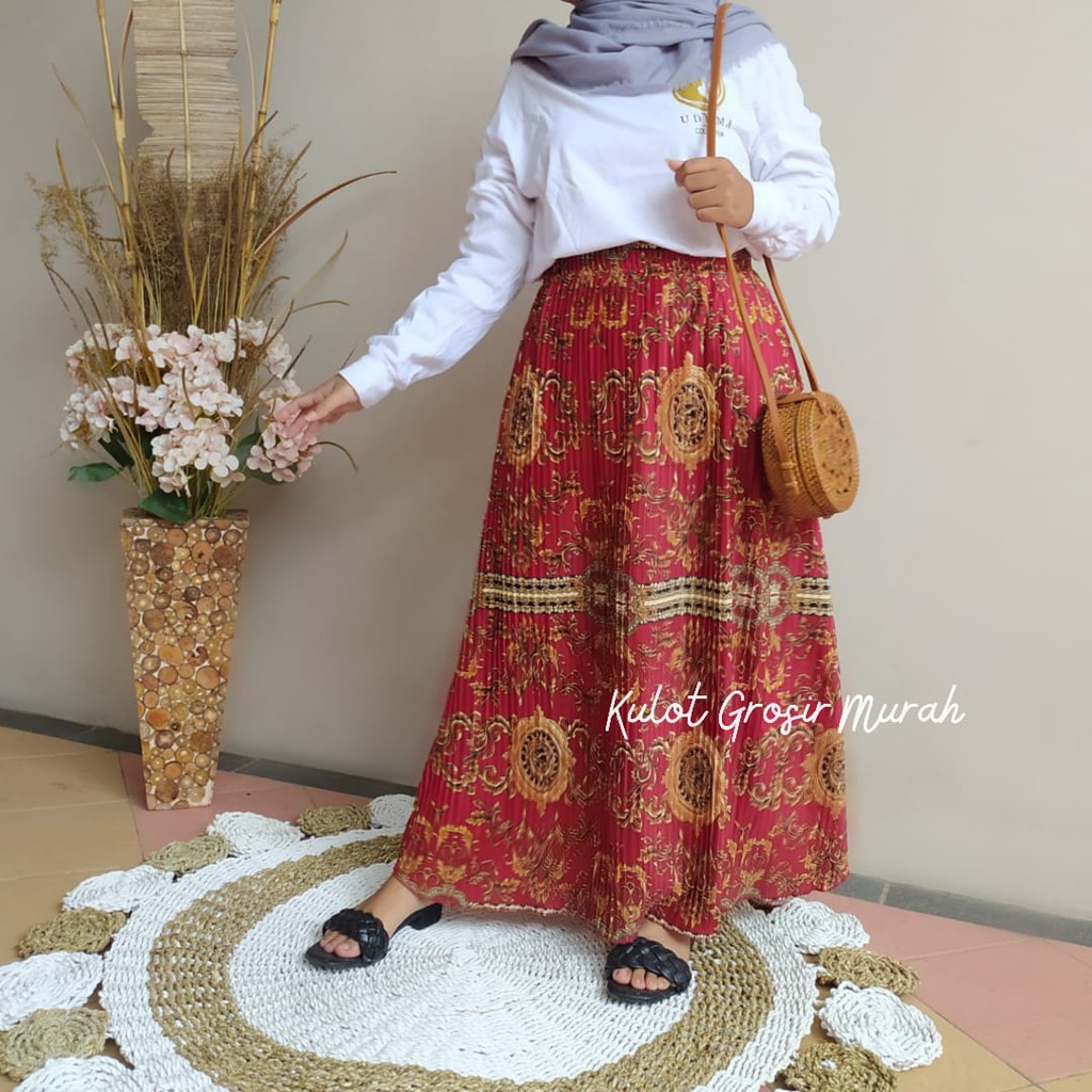 Motif Sultan Basic Rok Plisket Bisa Untuk Jumbo