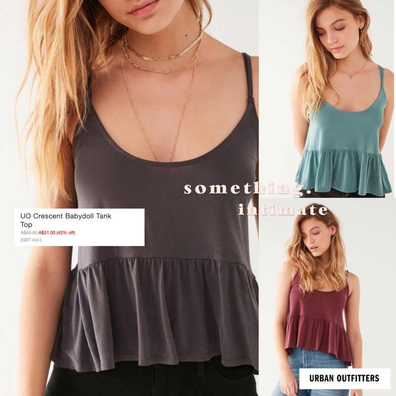 Urban Outfitters Crescent Babydoll Tank / Urbanoutfitters Cotton Ruffle Tanktop Jastip Branded Sale 