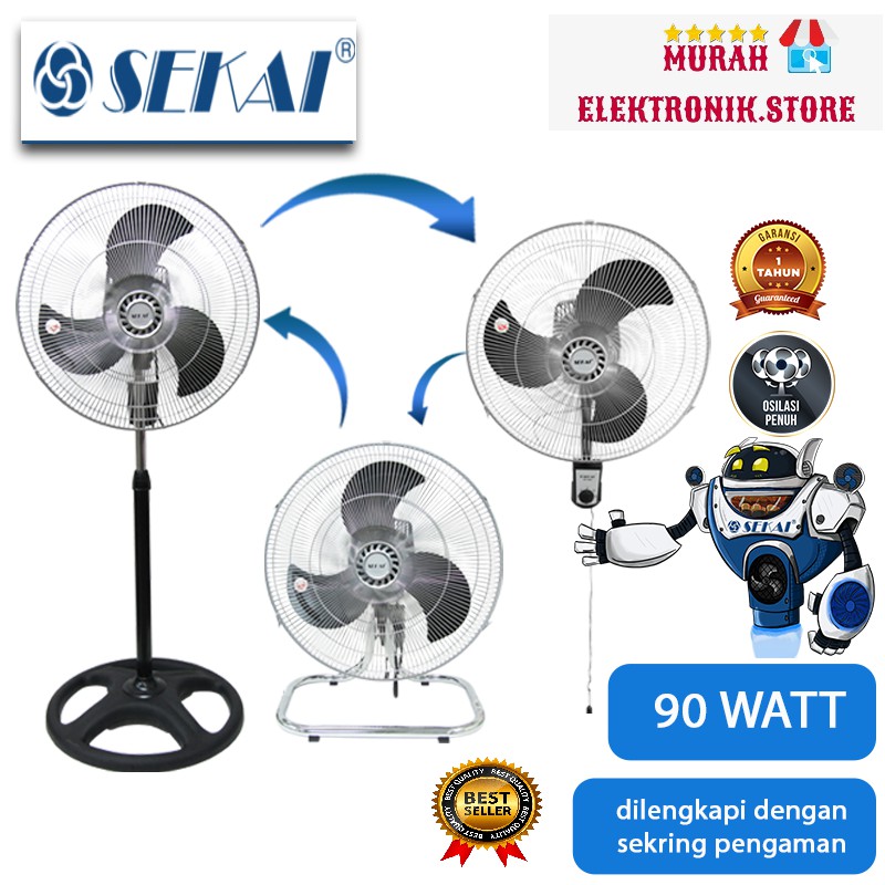 SEKAI Kipas Angin Berdiri / Kipas Angin Dinding / Kipas Angin Meja 3 in 1 18 Inch - IST 1851