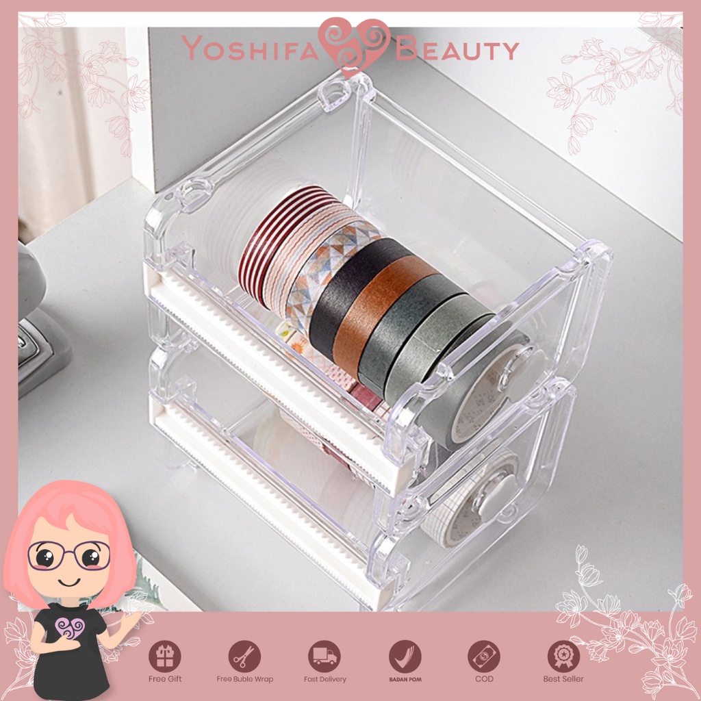 Dispenser Washi Tape TRANSPARAN | Washi Tape Dispenser Besar | Kotak Masking Tape | Tape Storage Solatip roll