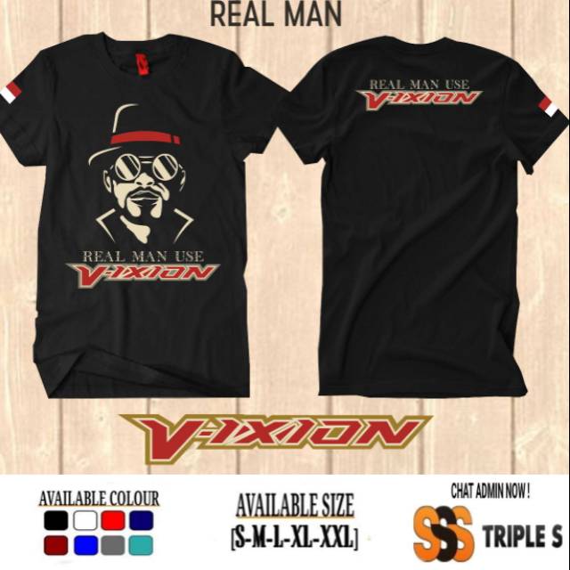 KAOS REAL MAN USE VIXION KAOS CLUB MOTOR PRIA SEJATI PAKAI YAMAHA VIXION BAJU OTOMOTIF