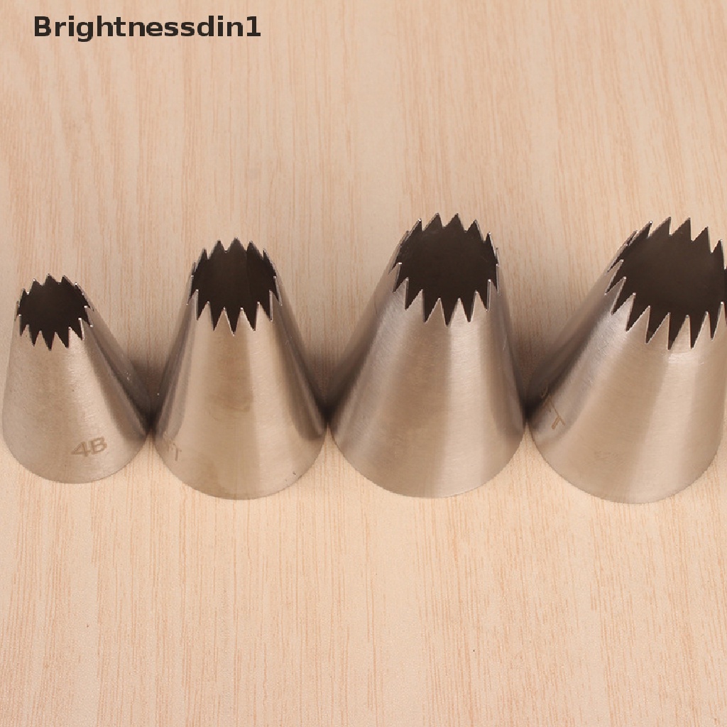 [Brightnessdin1] 4 Pcs Besar Icing Piping Nozzle Kue Baking Cookie Cupcake Piping Nozzle Dekorasi Butik