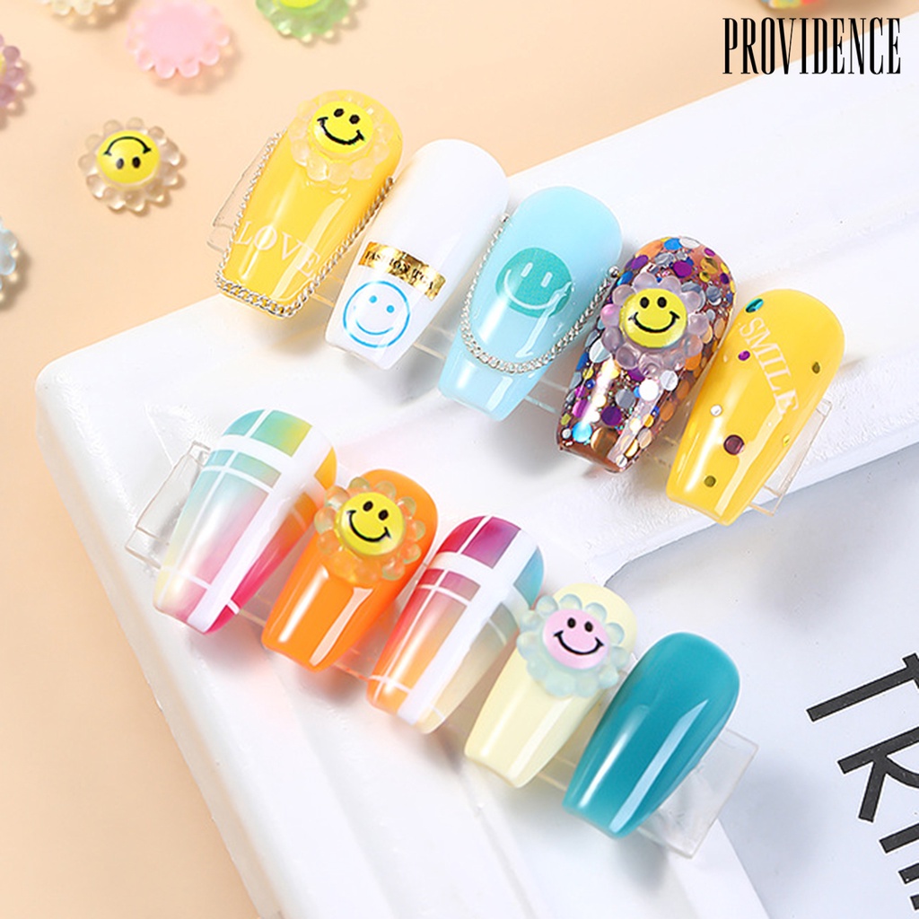 Providence 30Pcs/Bag Fingernail Decoration Inspire Creativity Three-dimensional Resin Nail Art Accessories Smiley-Sunflower for Daily Use