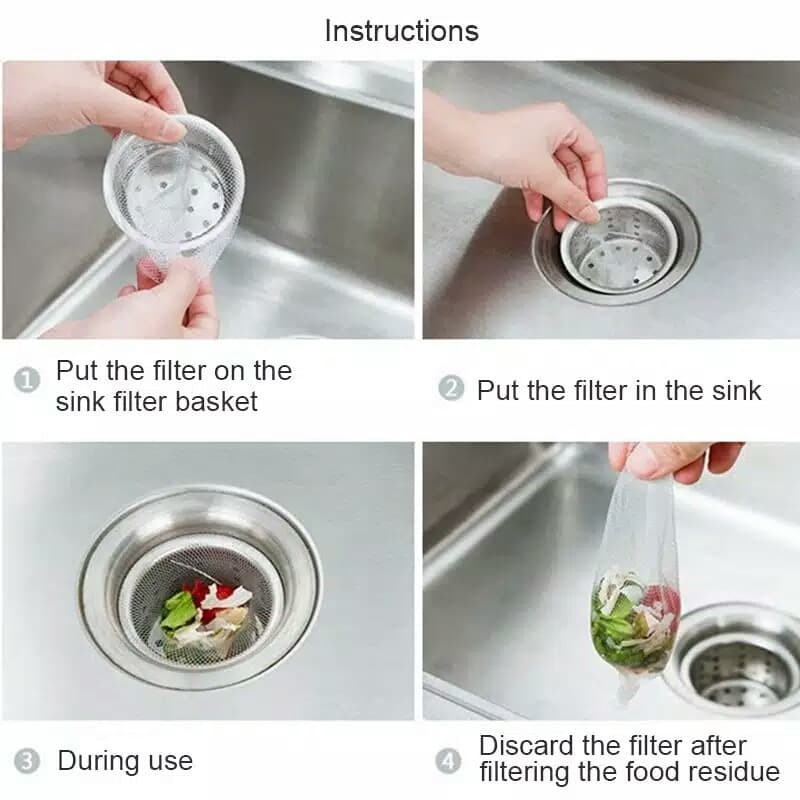 Kantong Filter Penyaring Saluran Air Wastafel Dapur Kantong Saringan Sink Anti Mampet Sisa Makanan Sekali Pakai