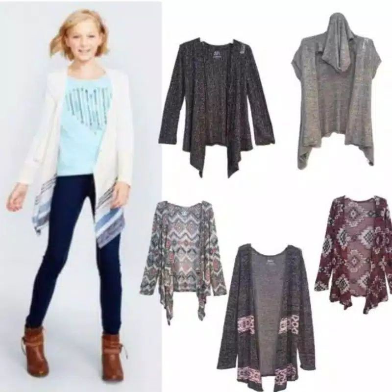Justice Cardigan Open Front Kids wanita Original